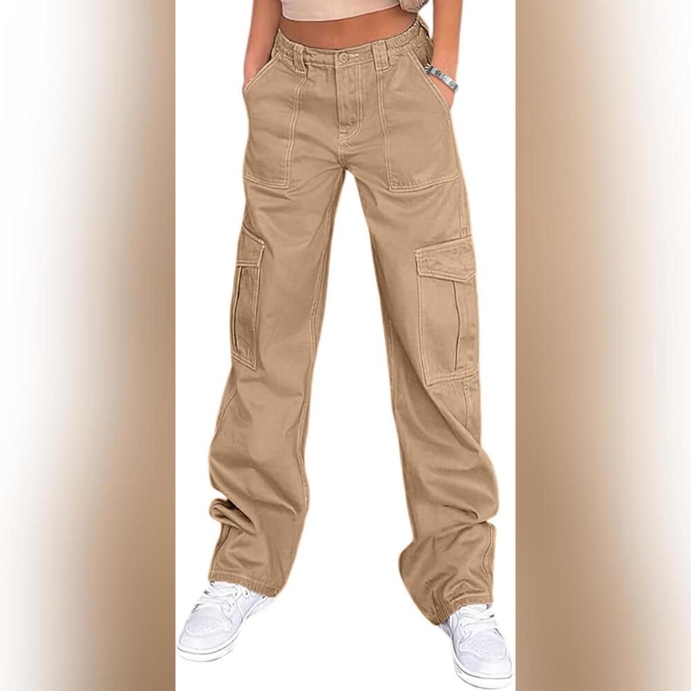 NWT Lepunuo High Waisted Stretchy Y2K Cargo Streetwear Pants, Large